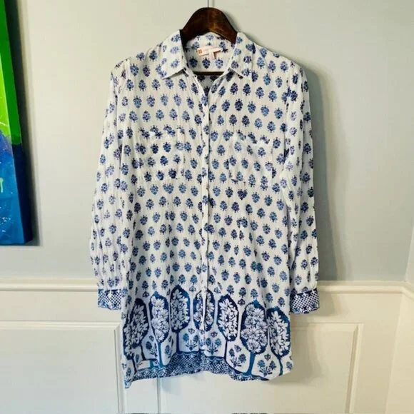 Jude Connally Callie Tunic Top Long Sleeve Button Up 100% Cotton Small - Picture 2 of 8